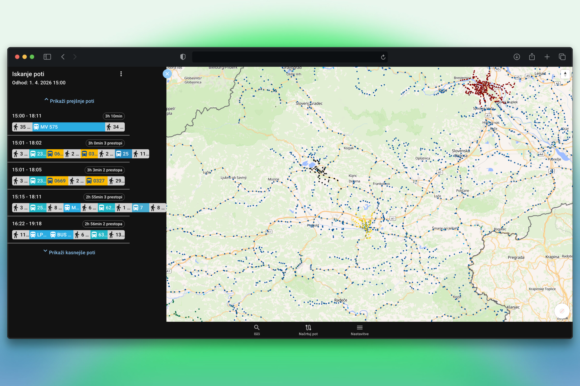Brezavta trip planner interface